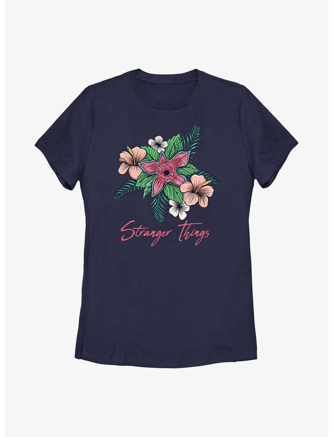 Stranger Things Floral Demogorgon Womens T-Shirt, NAVY, hi-res