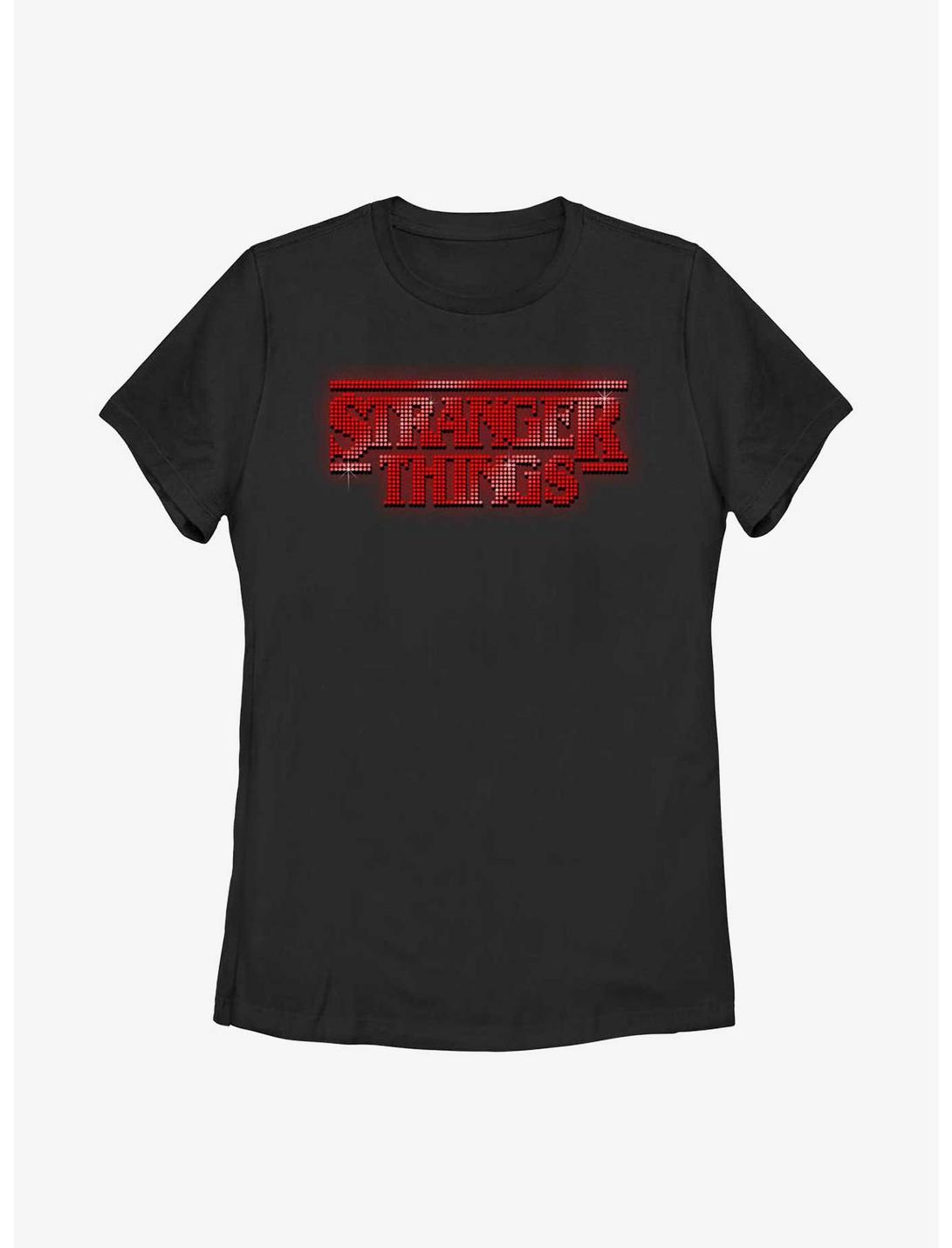 Stranger Things Sparkle Logo Womens T-Shirt, BLACK, hi-res