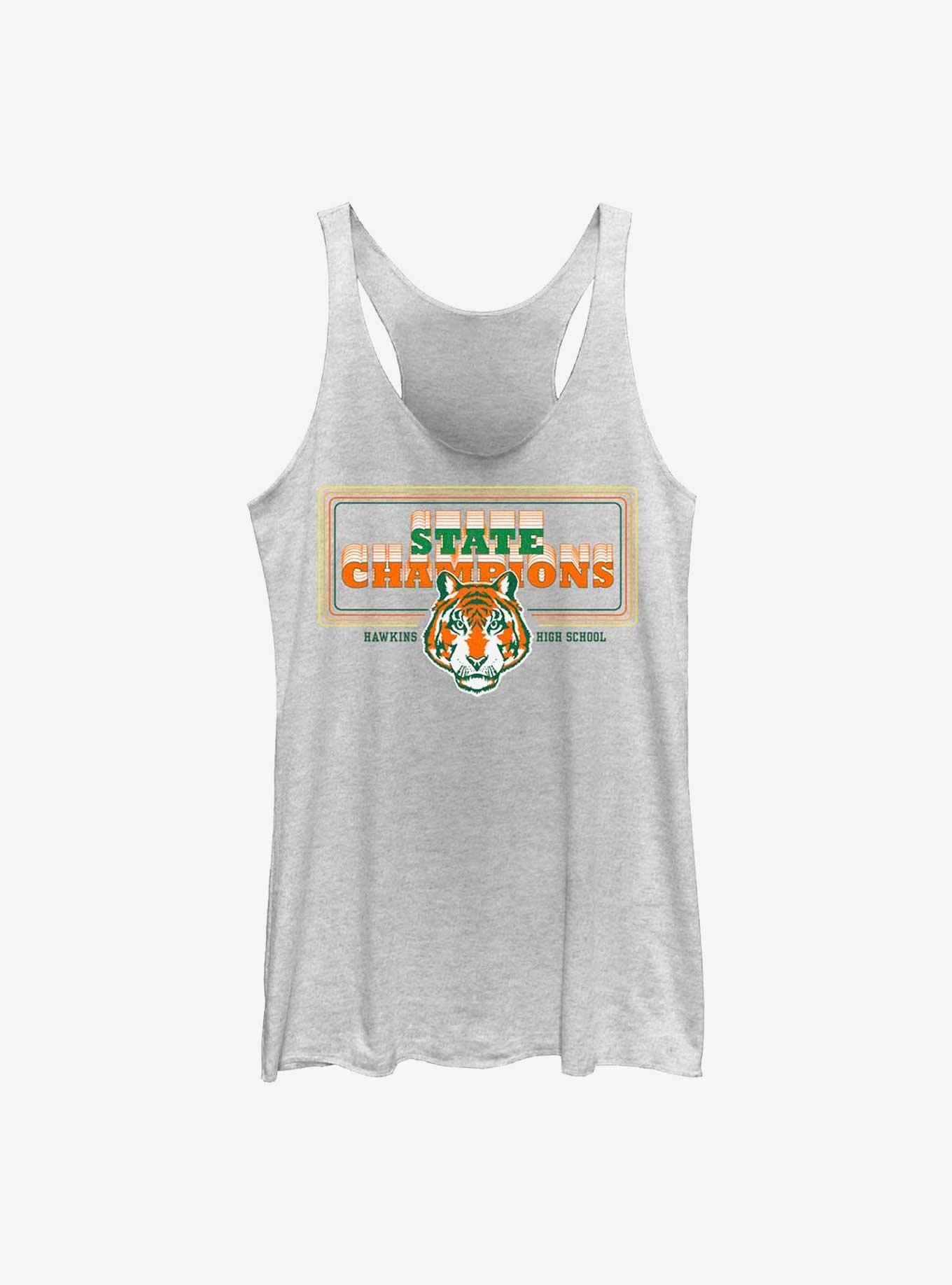 Stranger Things Hawkins State Champion Womens Tank Top, WHITE HTR, hi-res