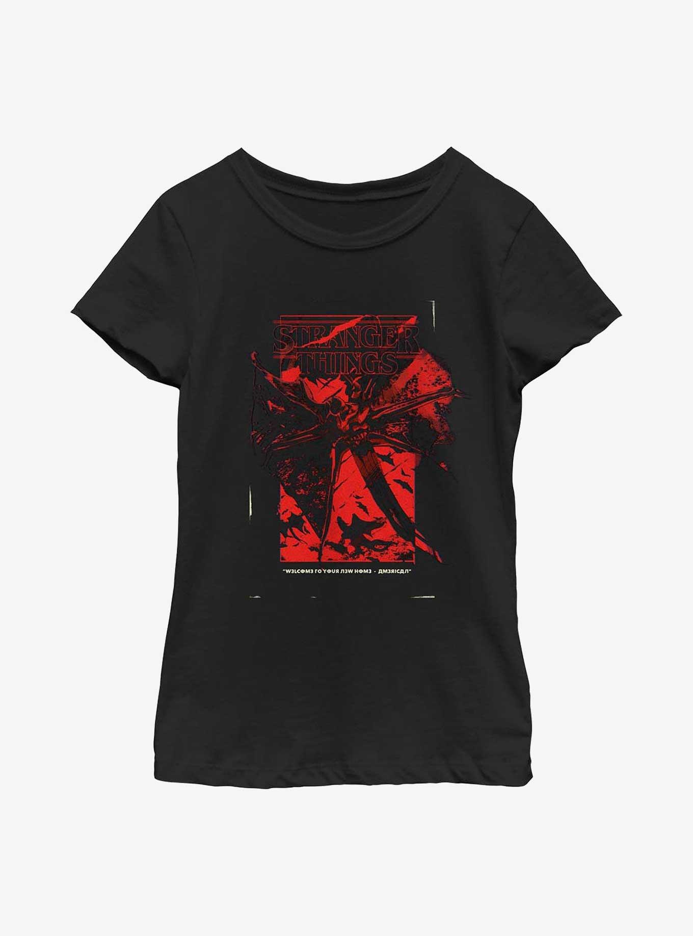 Stranger Things Distort Poster Youth Girls T-Shirt, BLACK, hi-res