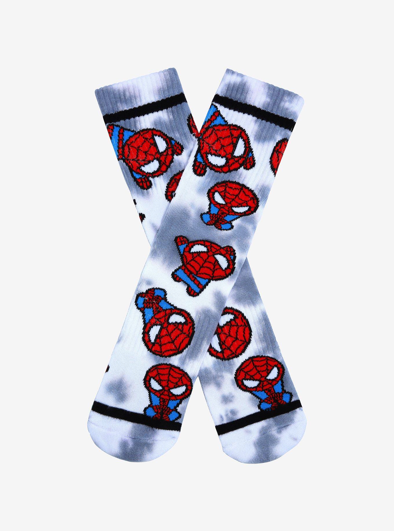 Marvel Spider-Man Chibi Spidey Tie-Dye Crew Socks - BoxLunch Exclusive, , hi-res