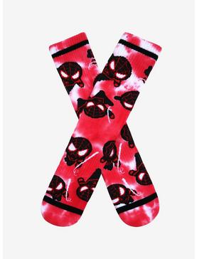 Plus Size Marvel Spider-Man Miles Morales Chibi Allover Print Tie-Dye Crew Socks - BoxLunch Exclusive, , hi-res