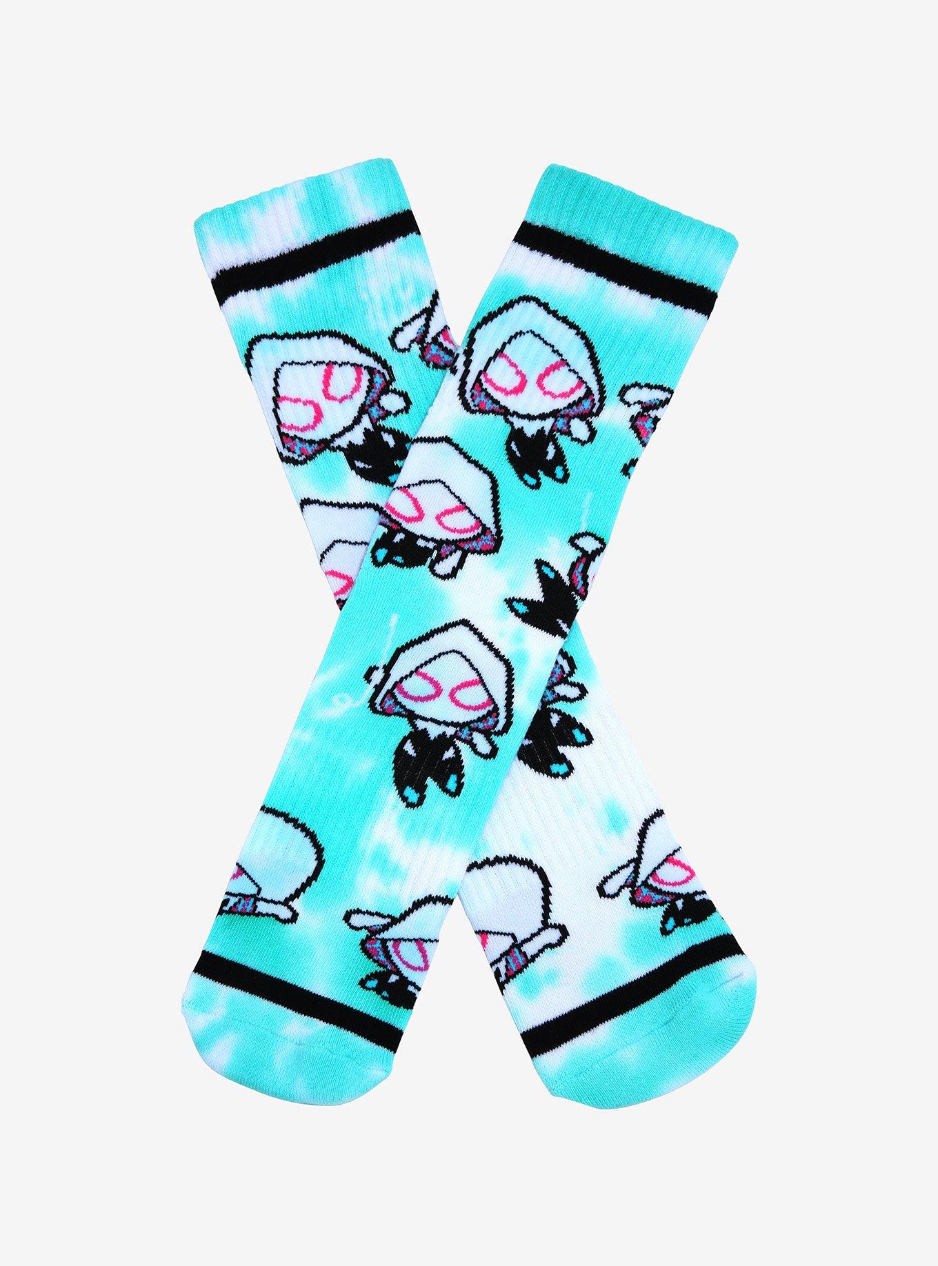 Marvel Spider-Gwen Chibi Tie-Dye Crew Socks - BoxLunch Exclusive, , hi-res