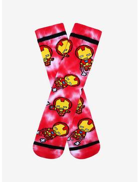 Plus Size Marvel Iron Man Chibi Tie-Dye Crew Socks - BoxLunch Exclusive, , hi-res