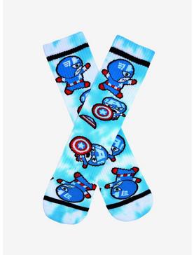 Plus Size Marvel Captain America Chibi Cap Tie-Dye Crew Socks - BoxLunch Exclusive, , hi-res