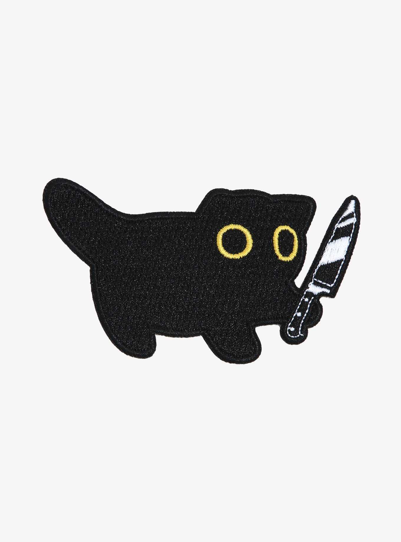 Black Cat With Knife Patch, , hi-res