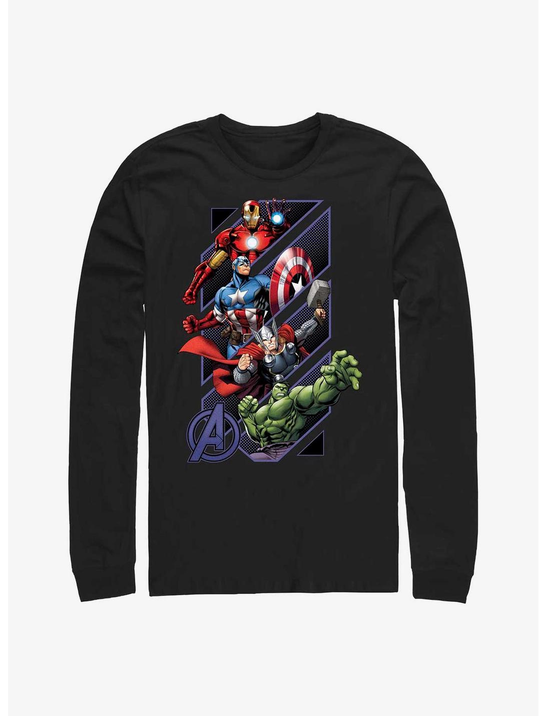Marvel Avengers Assemble Geometrics Long Sleeve T-Shirt, BLACK, hi-res