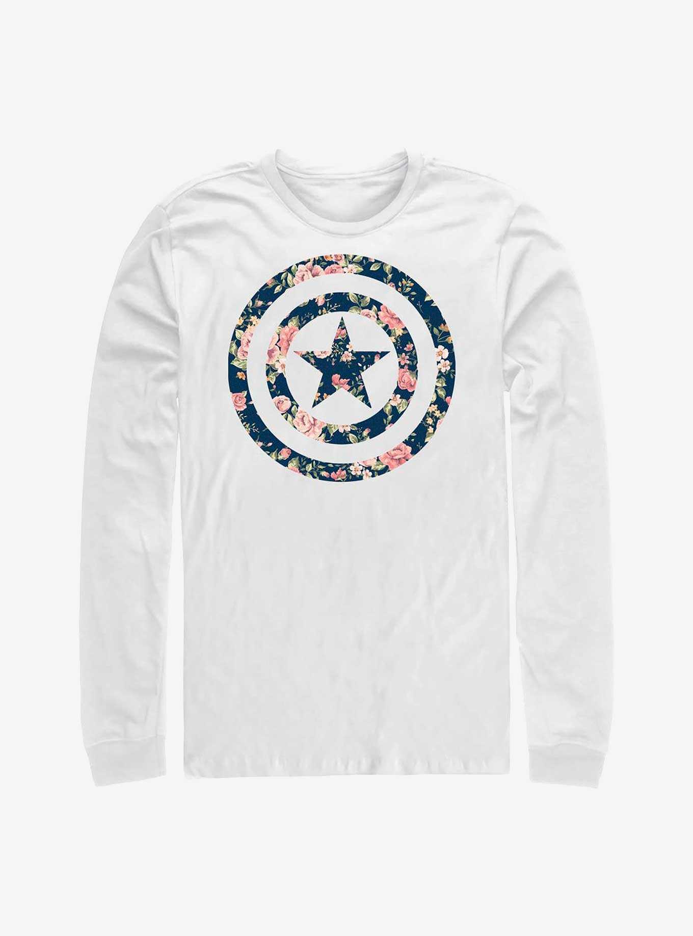 Marvel Captain America Floral Shield Long Sleeve T-Shirt, , hi-res