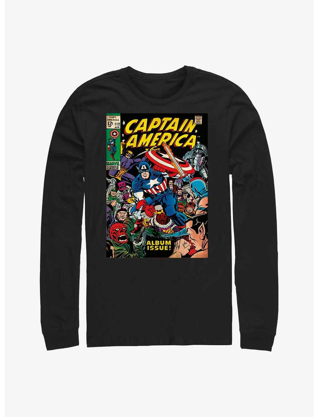Marvel Captain America Captain Comic Cover Long Sleeve T-Shirt, BLACK, hi-res