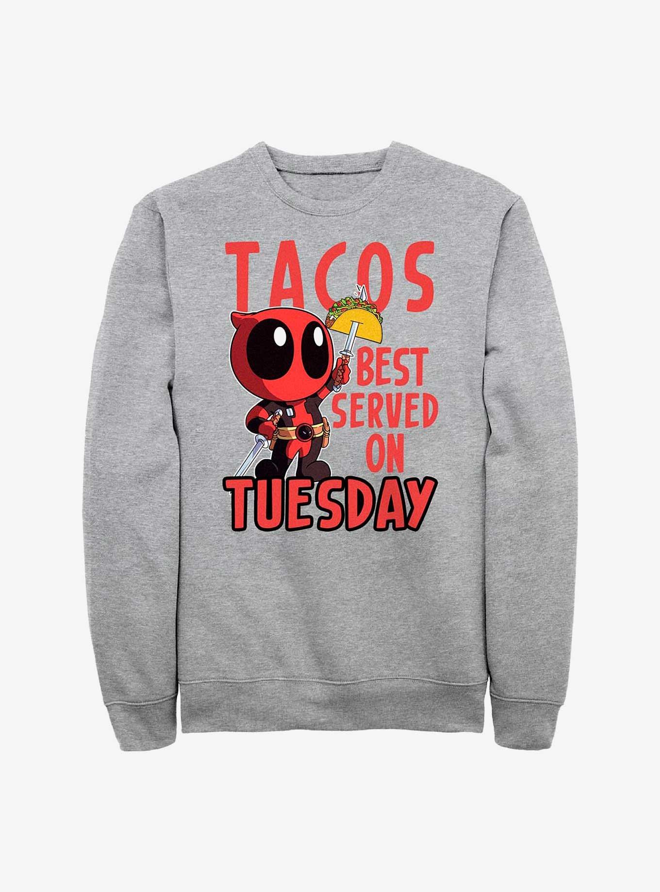 Marvel Deadpool Tacos Best Served On Tuesday Sweatshirt, , hi-res