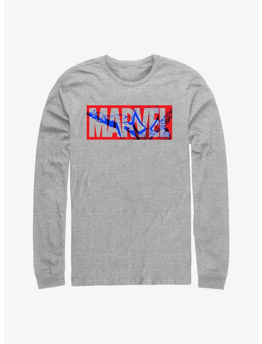 Marvel Spider-Man Fill Logo Long Sleeve T-Shirt, ATH HTR, hi-res