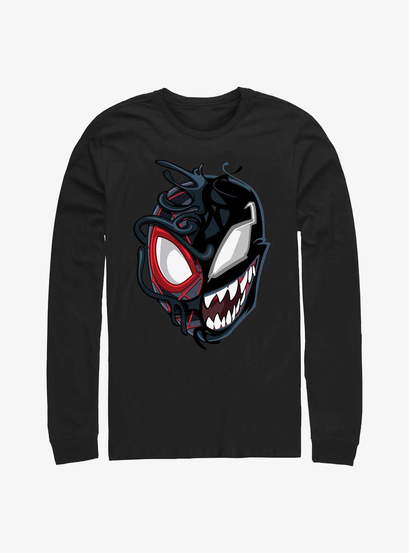 Marvel Venom Split Miles Morales Spider-Man Long Sleeve T-Shirt, BLACK, hi-res