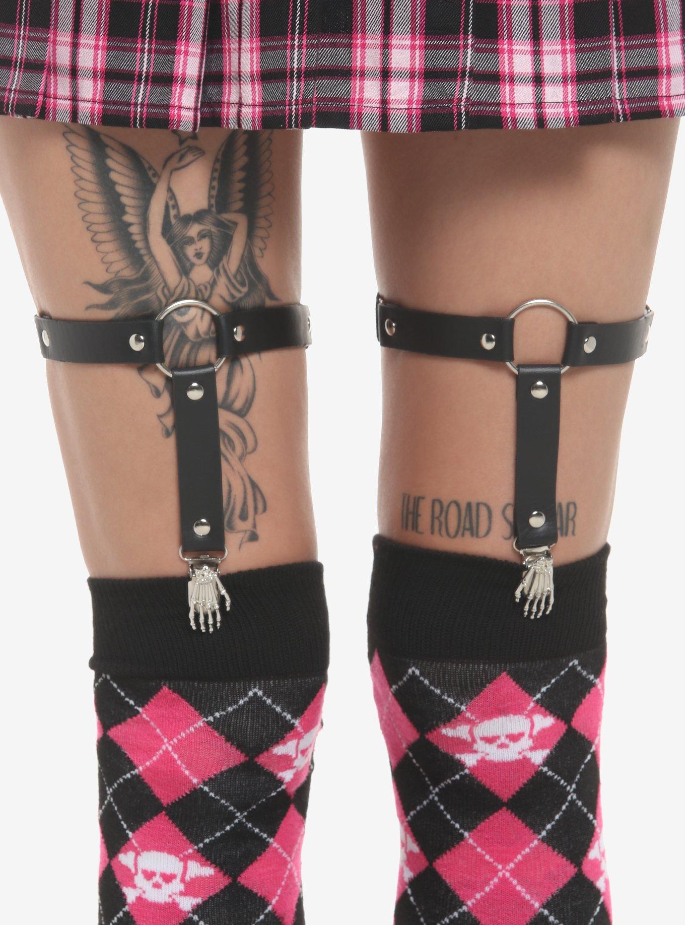 Skeleton Hand Leg Garter Set, , hi-res