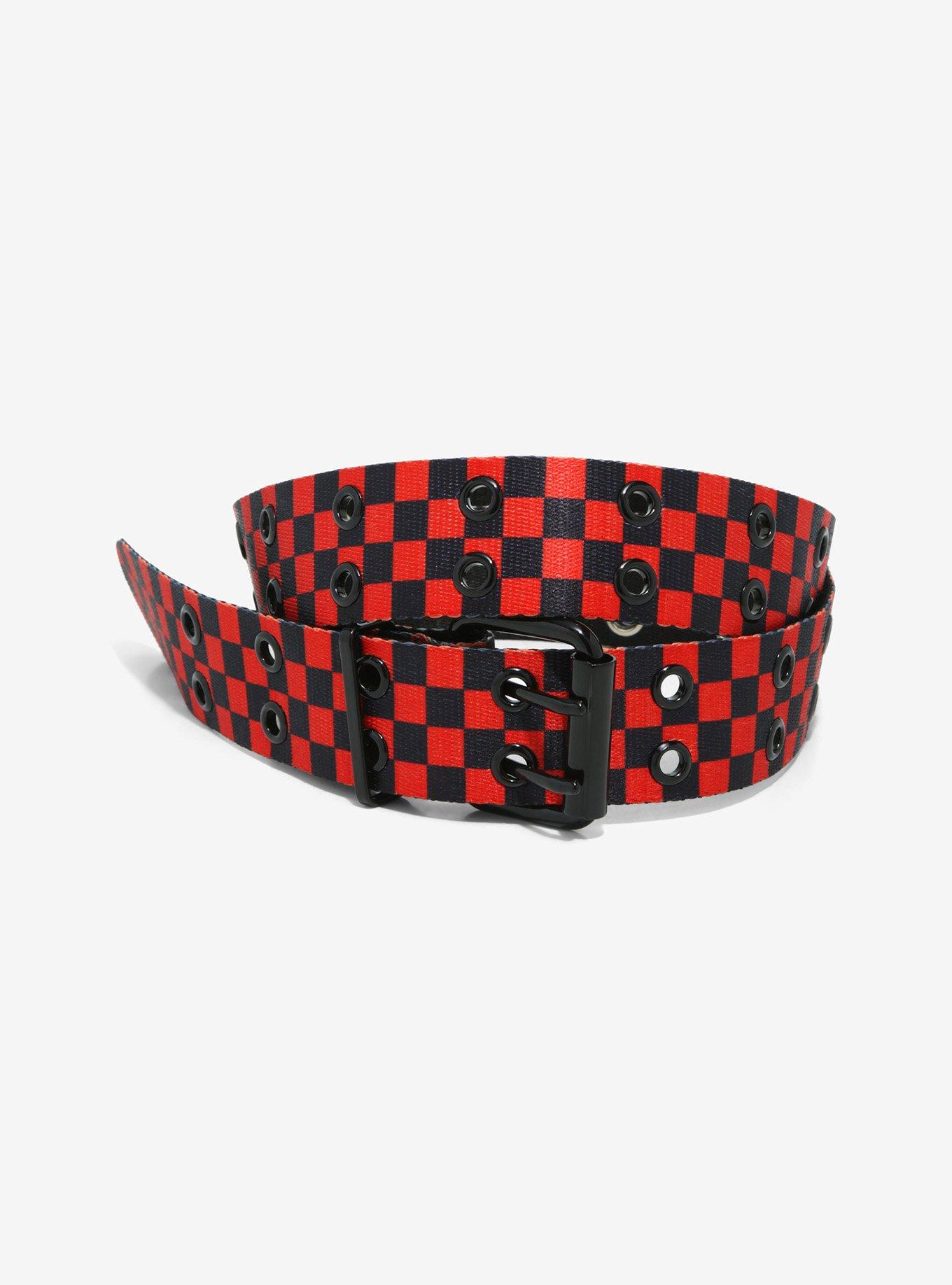 Black & Red Checkered Grommet Belt | Hot Topic