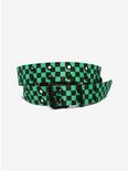 Black & Green Checker Grommet Belt, BLACK, hi-res
