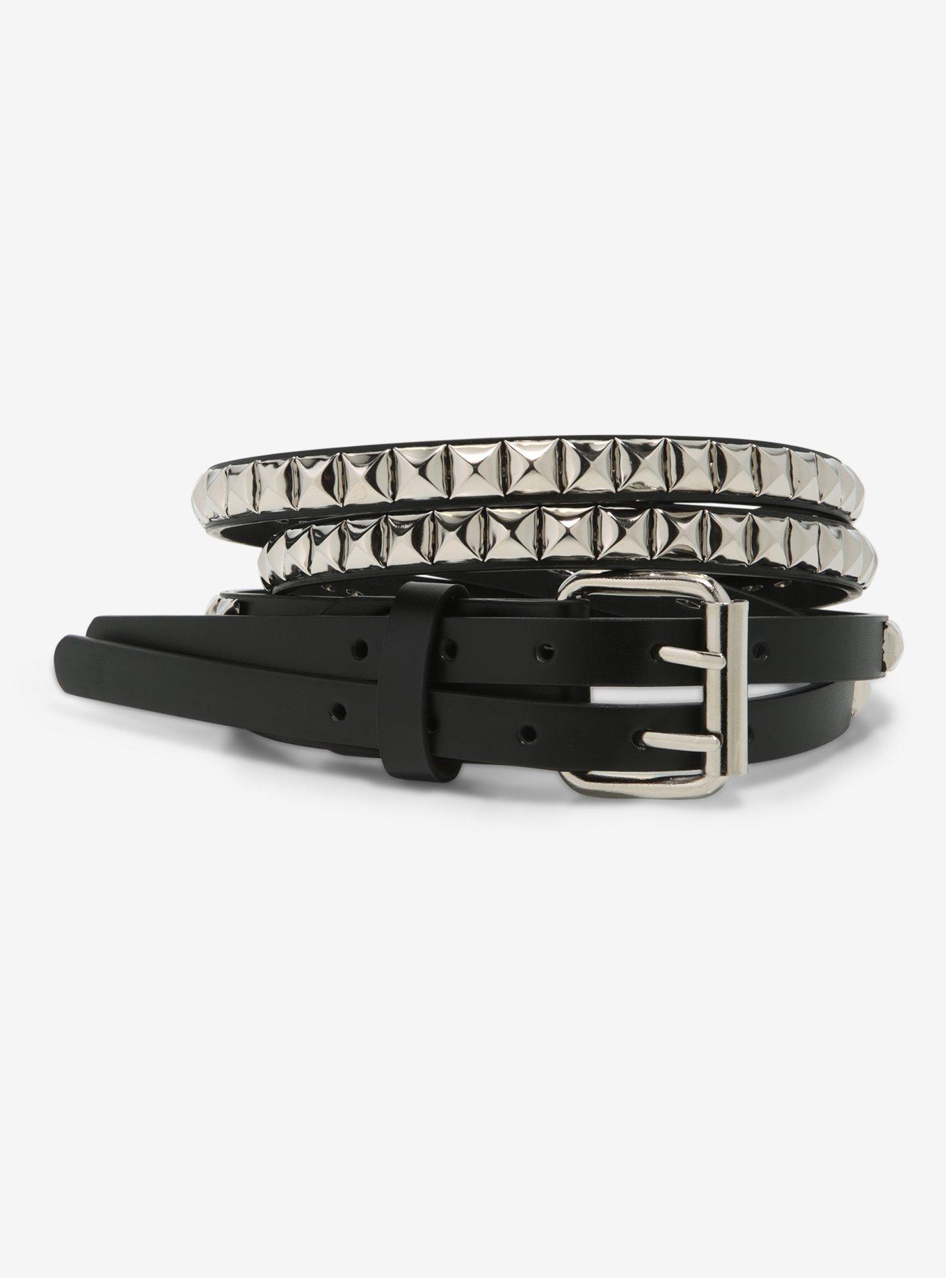 Silver Pyramid Double Belt | Hot Topic