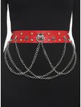 Red Faux Leather Chain Belt, RED, hi-res