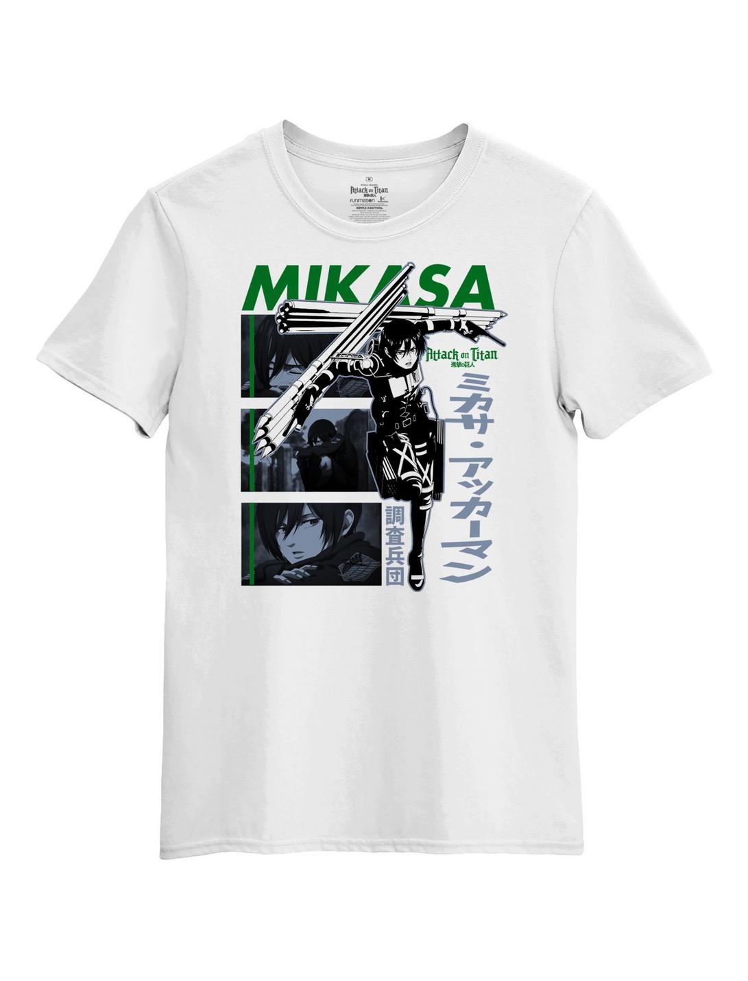 Attack On Titan Mikasa Tonal Panel Boyfriend Fit Girls T-Shirt, MULTI, hi-res