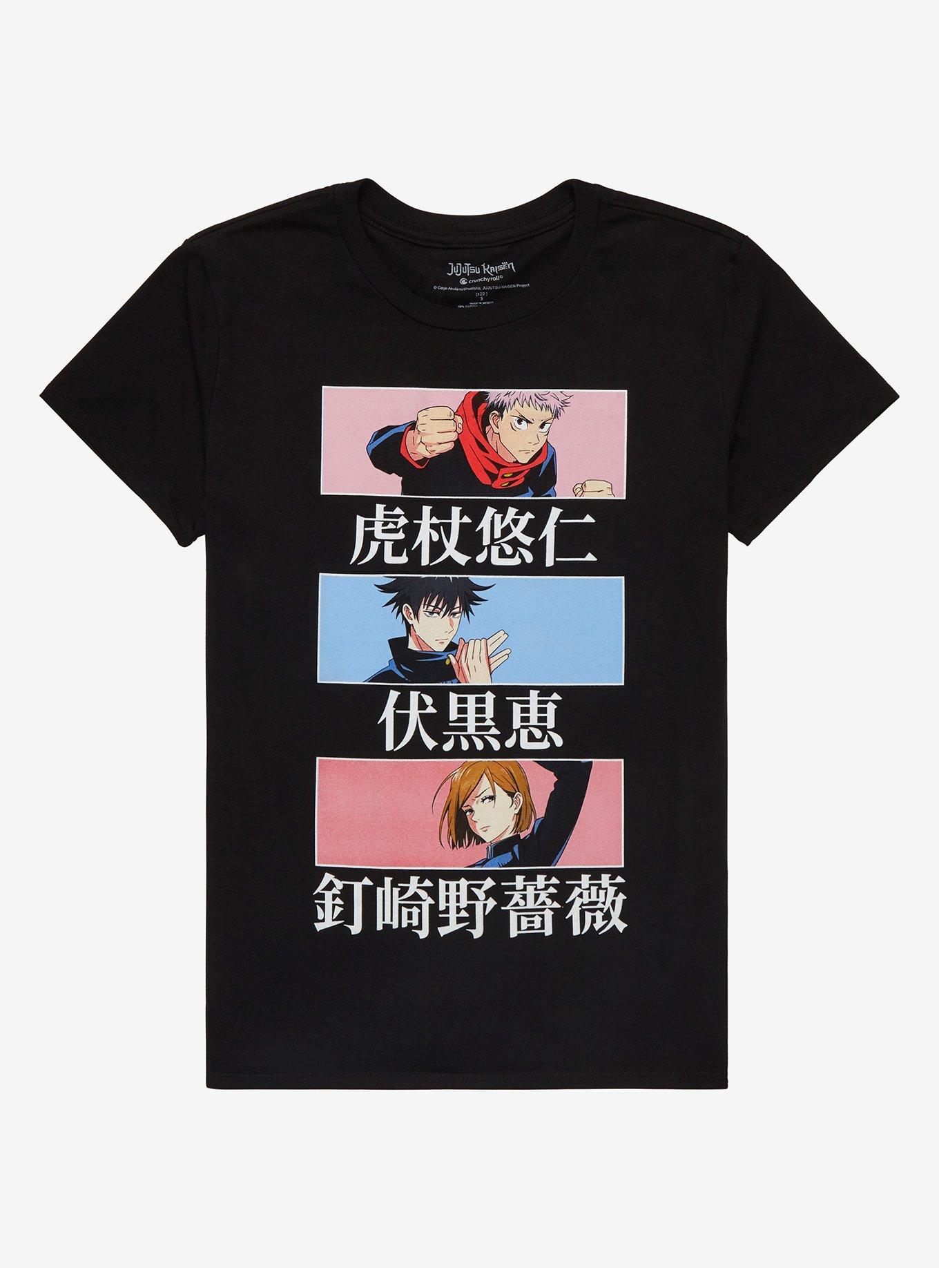 Jujutsu Kaisen Trio Japanese Names Boyfriend Fit Girls T-Shirt, MULTI, hi-res