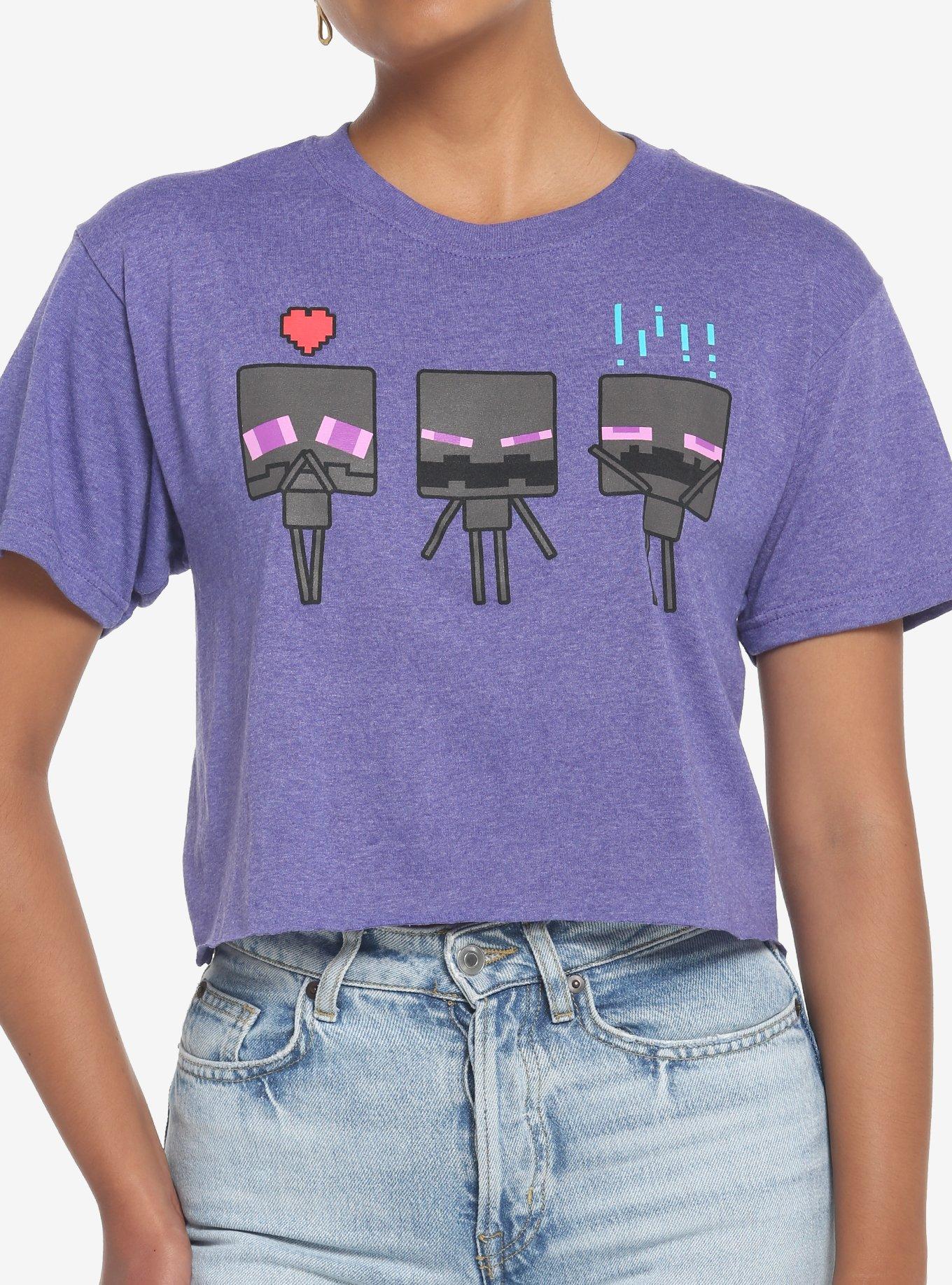 Minecraft Enderman Trio Girls Crop T-Shirt, MULTI, hi-res