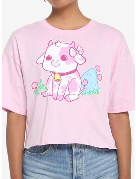 Pink Cow Crop Girls T-Shirt, , hi-res