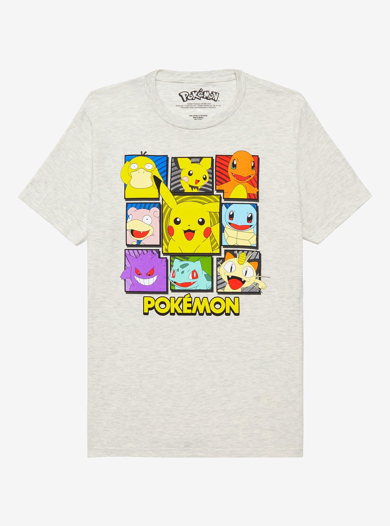 Pokemon Classic Characters Grid Boyfriend Fit Girls T-Shirt