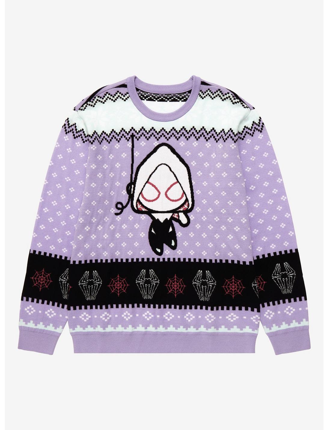 Marvel Spider-Man: Into the Spider-Verse Spider-Gwen Holiday Sweater - BoxLunch Exclusive, LAVENDER, hi-res