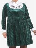 Her Universe Disney The Haunted Mansion Ghost Host Velvet Long-Sleeve Dress Plus Size, GREEN  BLACK, hi-res