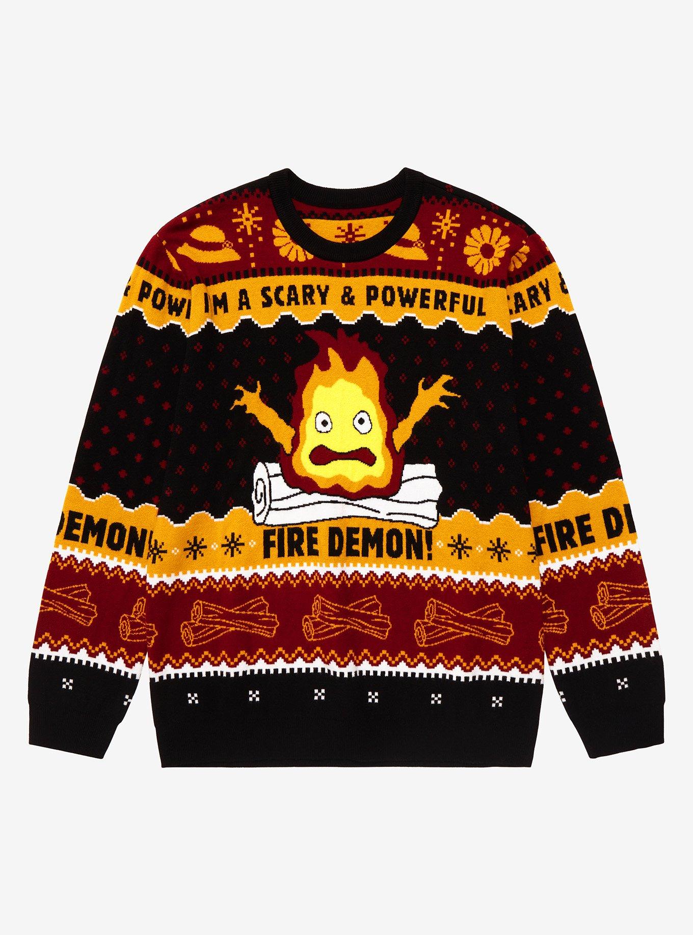 Studio Ghibli Howl's Moving Castle Calcifer Scary & Powerful Holiday Sweater - BoxLunch Exclusive