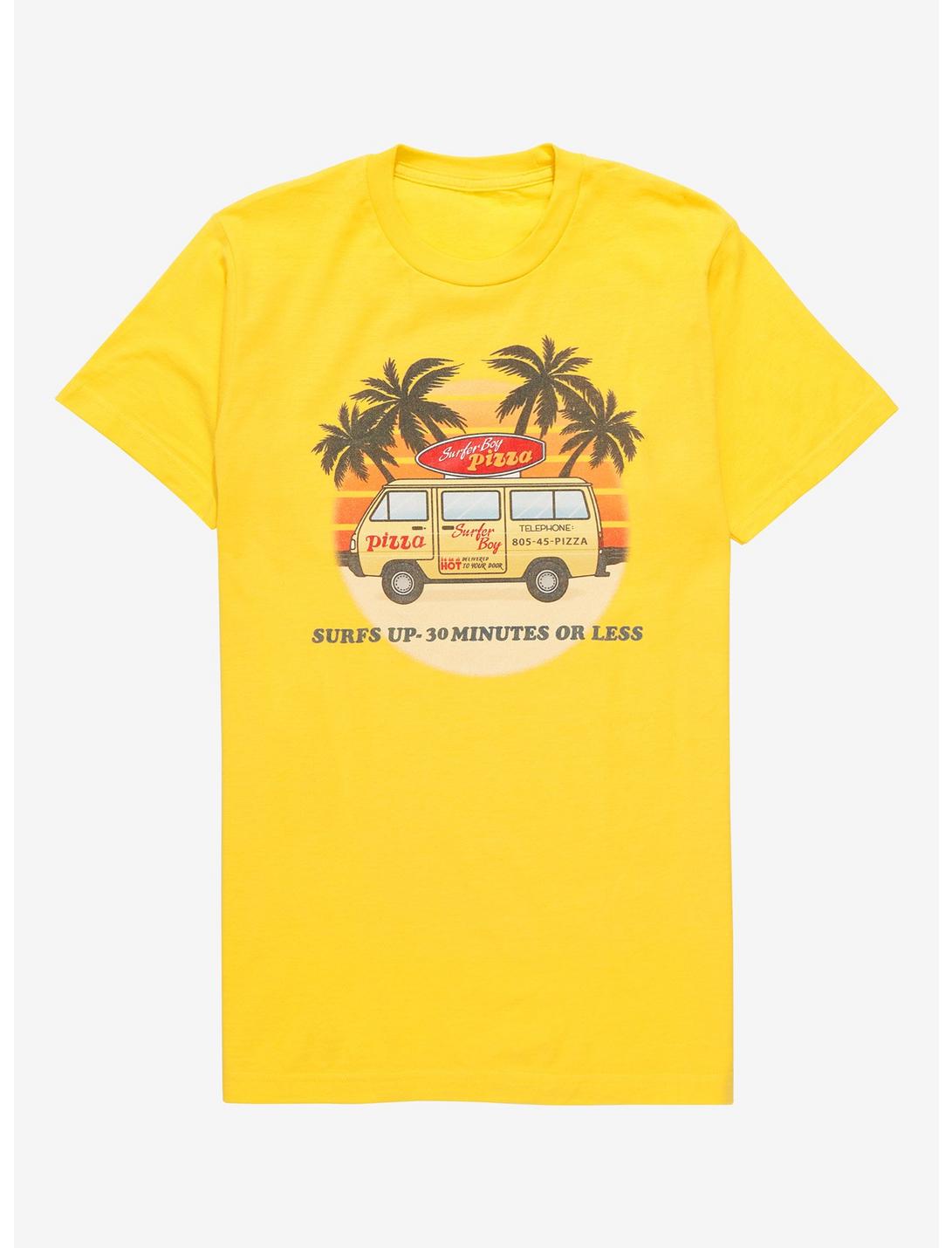 Stranger Things Surfer Boy Pizza Delivery Van Women’s T-Shirt - BoxLunch Exclusive , LIGHT YELLOW, hi-res