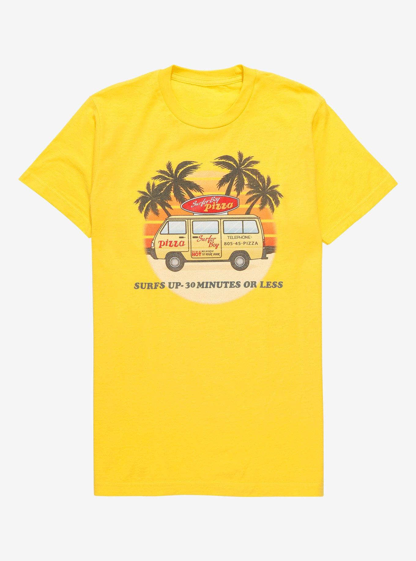 Stranger Things Surfer Boy Pizza Delivery Van Women&rsquo;s T-Shirt - BoxLunch Exclusive , LIGHT YELLOW, hi-res