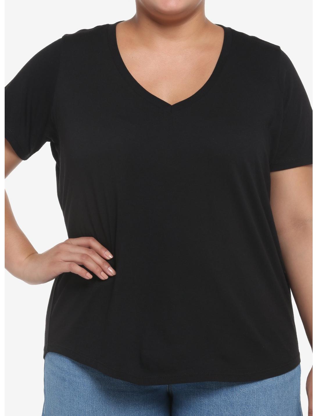 Her Universe Black V-Neck Favorite T-Shirt Plus Size, DEEP BLACK, hi-res