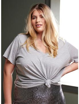 Her Universe Heather Grey V-Neck Favorite T-Shirt Plus Size, , hi-res
