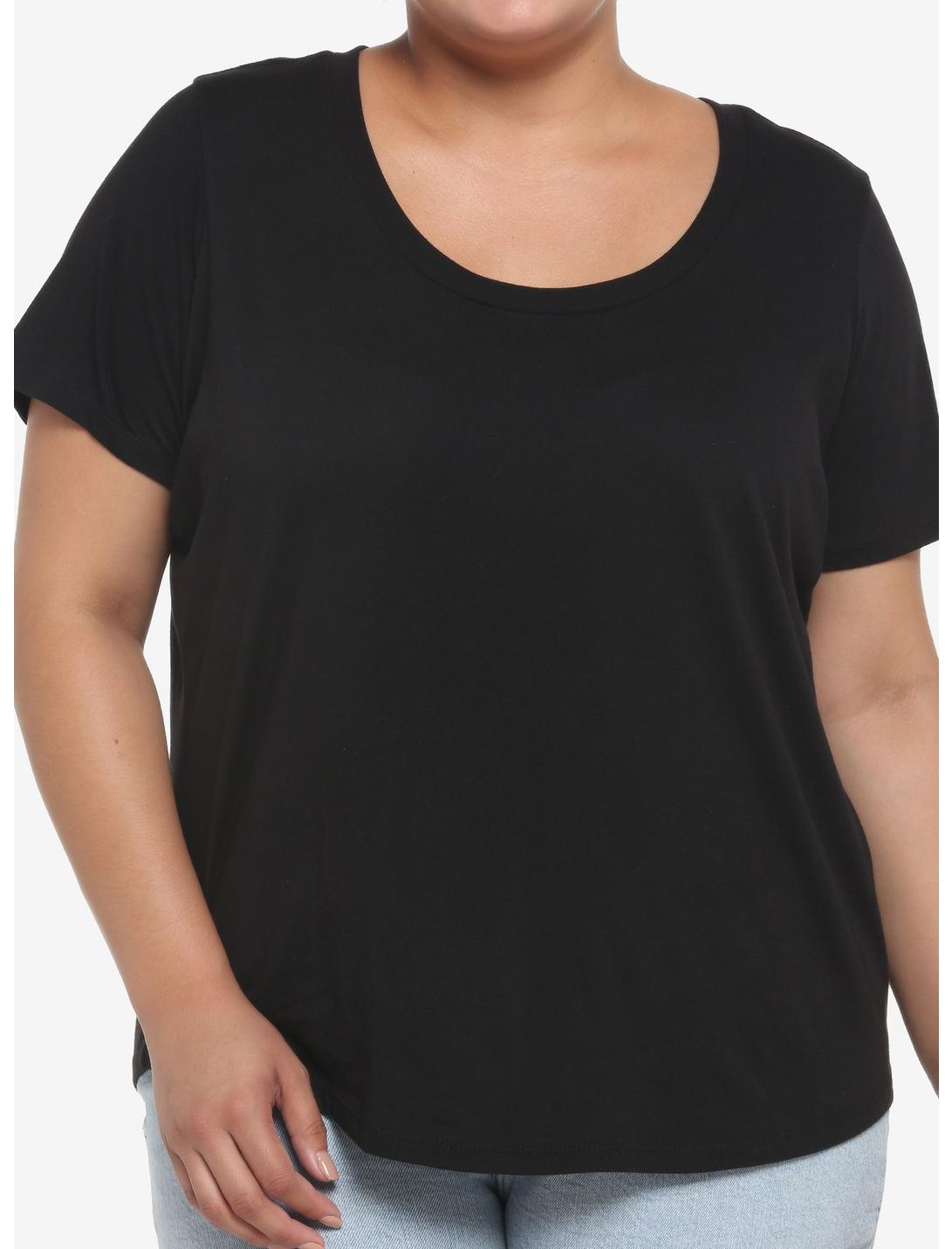 Her Universe Black Scoop Neck Favorite T-Shirt Plus Size, DEEP BLACK, hi-res