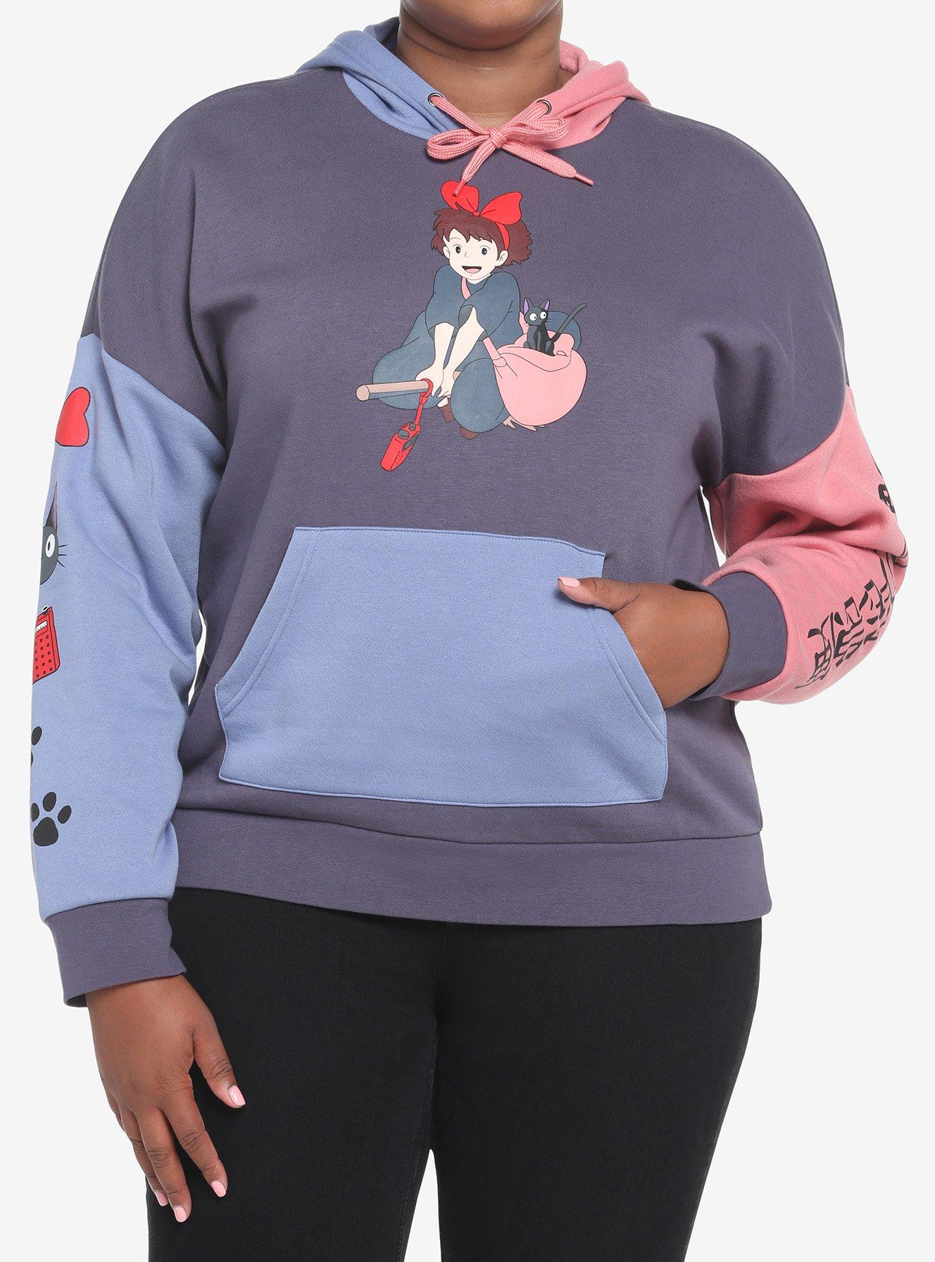 Her Universe Studio Ghibli Kiki's Delivery Service Color-Block Hoodie Plus Size, PINK  PURPLE, hi-res
