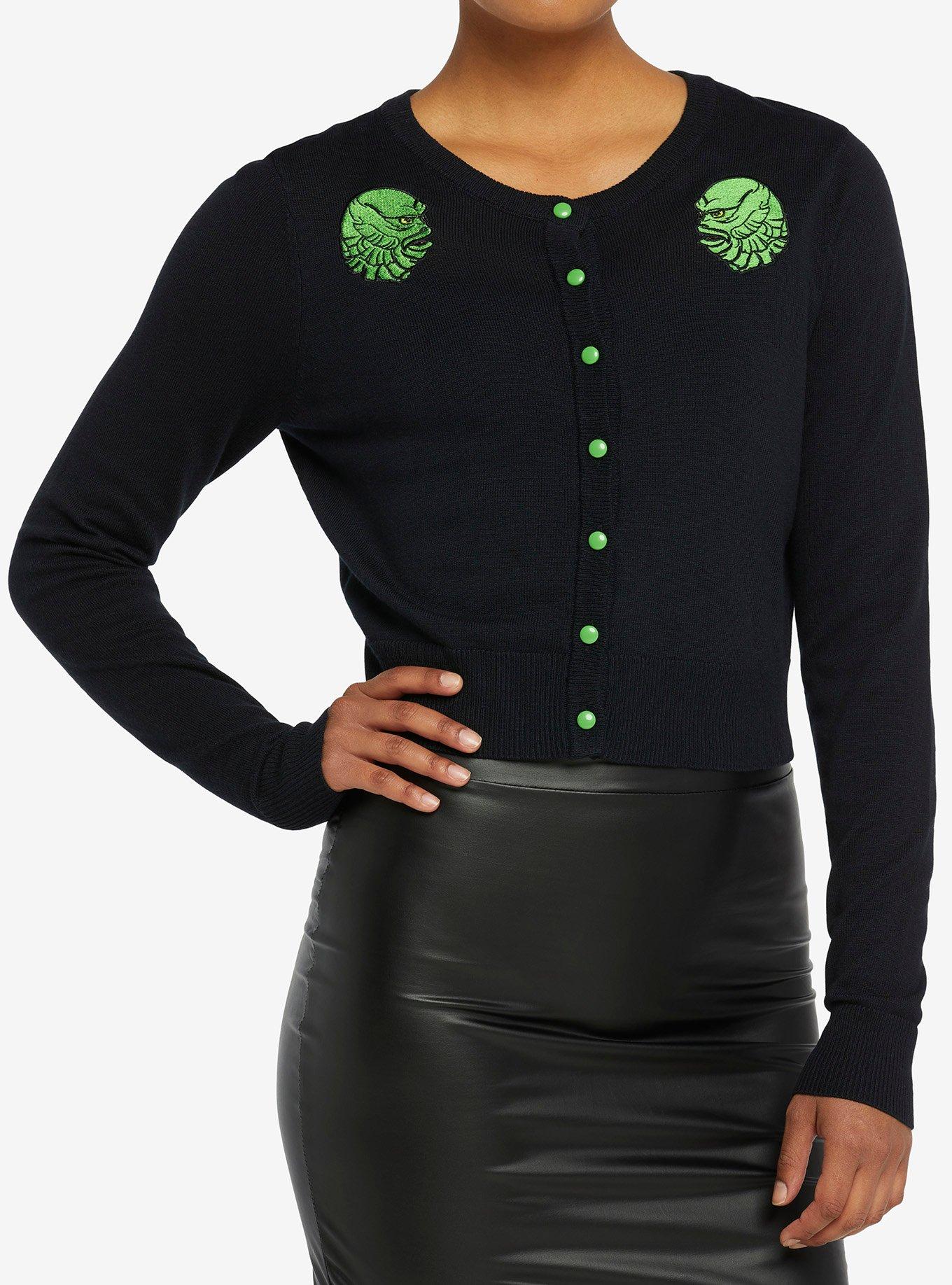 Universal Monsters Creature From The Black Lagoon Cardigan, BLACK  GREEN, hi-res