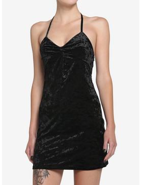 Black Velvet Halter Dress, , hi-res