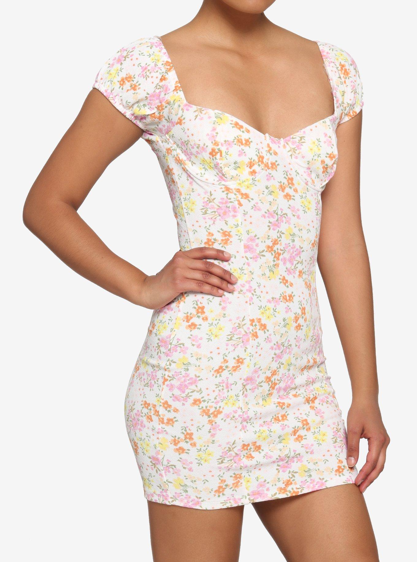 Pink Floral Bodycon Dress, , hi-res