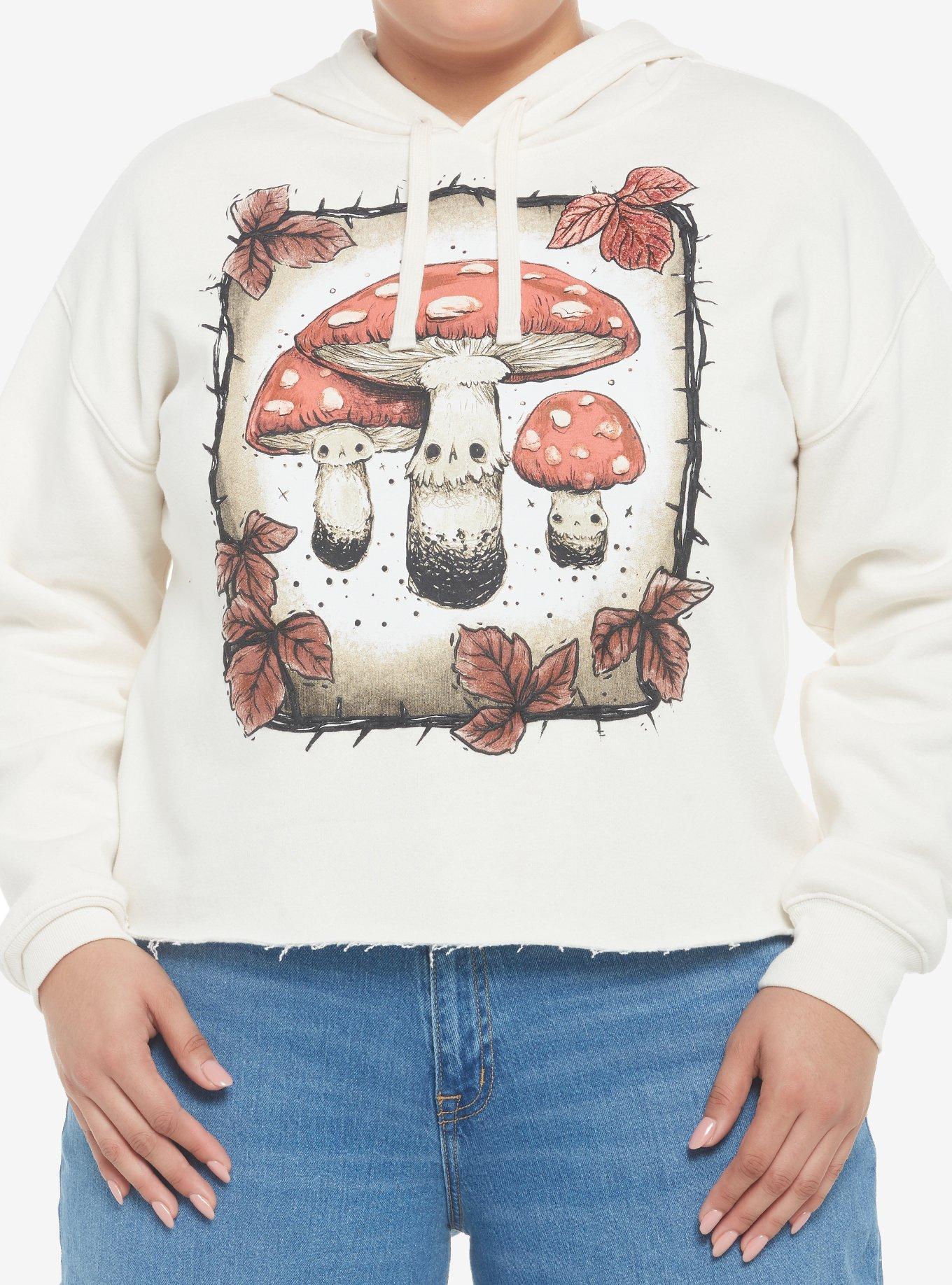 Guild Of Calamity Mushroom Girls Crop Hoodie Plus Size By Stephanie Bayles, IVORY, hi-res