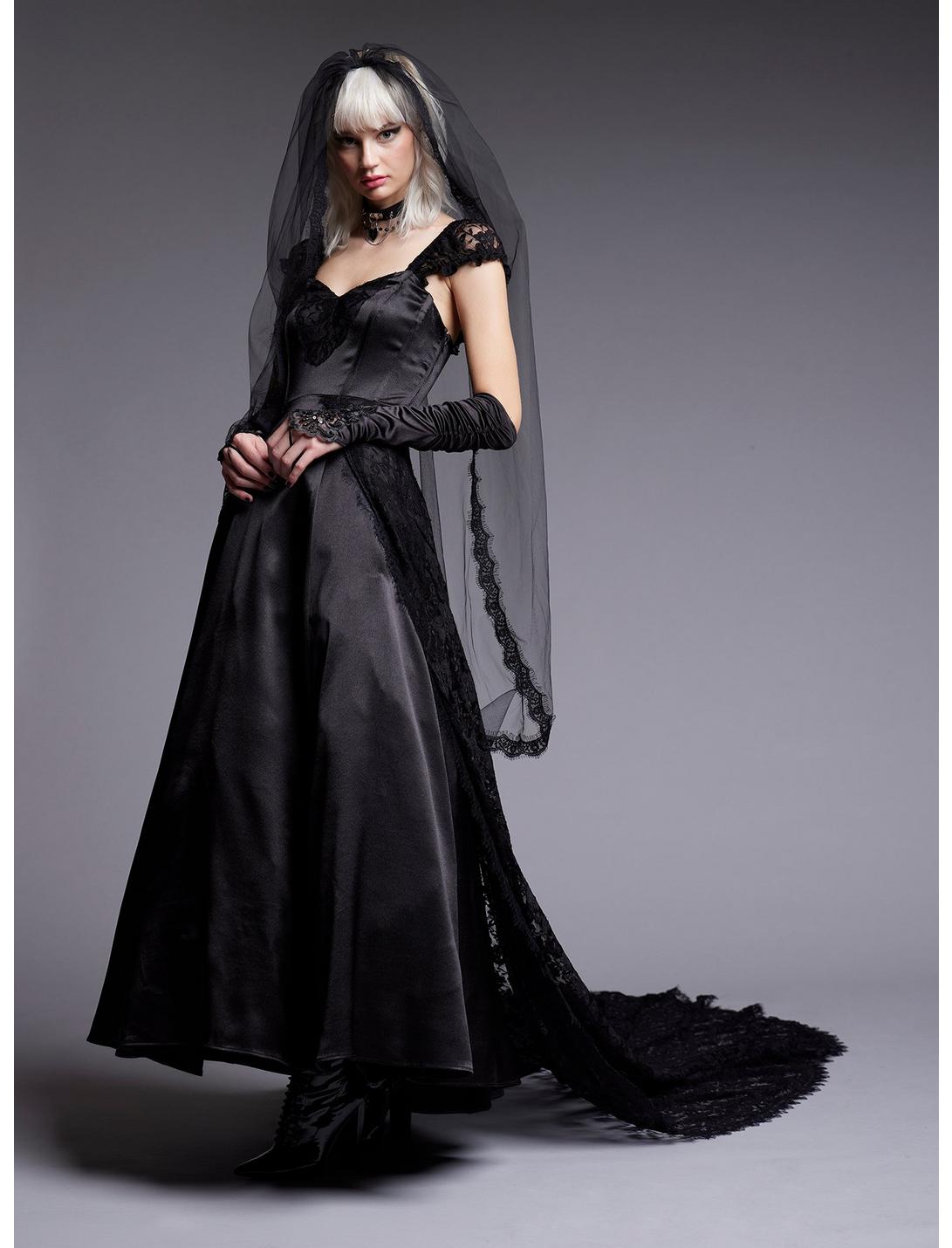 Black Lace Gothic Special Occasion Dress Limited Edition, BLACK, hi-res