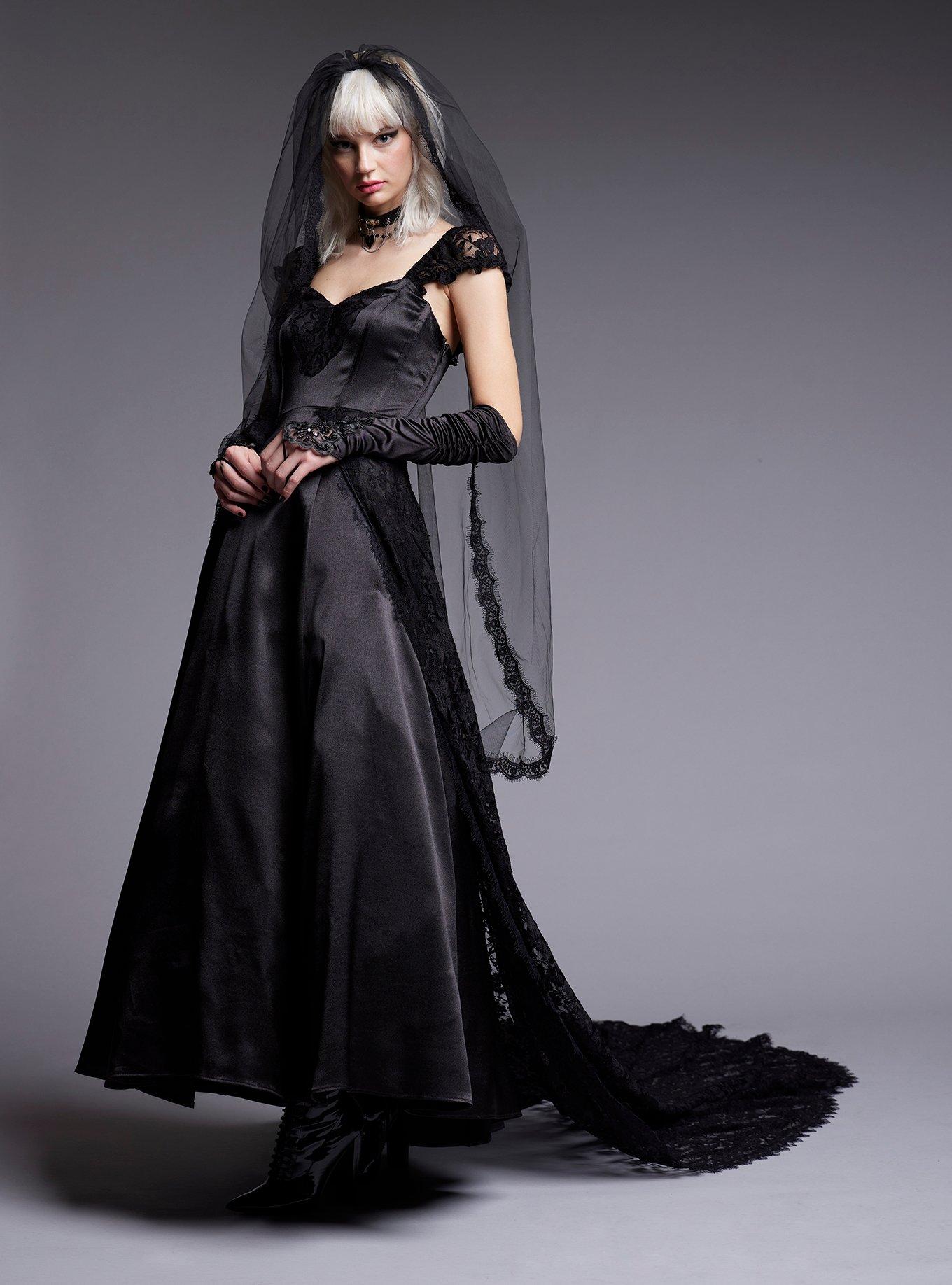 Black Lace Gothic Special Occasion Dress Limited Edition, BLACK, hi-res