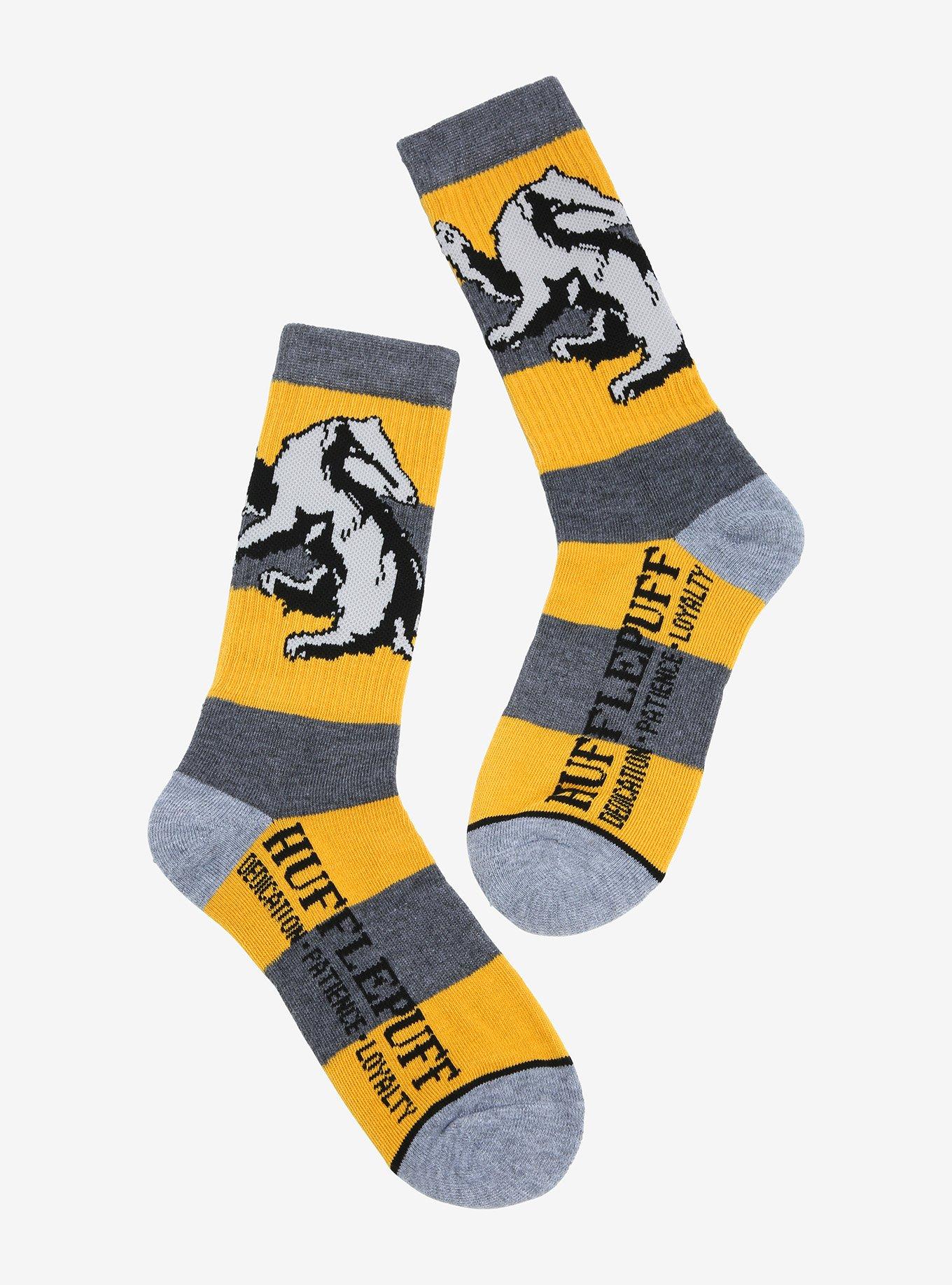 Harry Potter Hufflepuff Bold Stripe Crew Socks, , hi-res