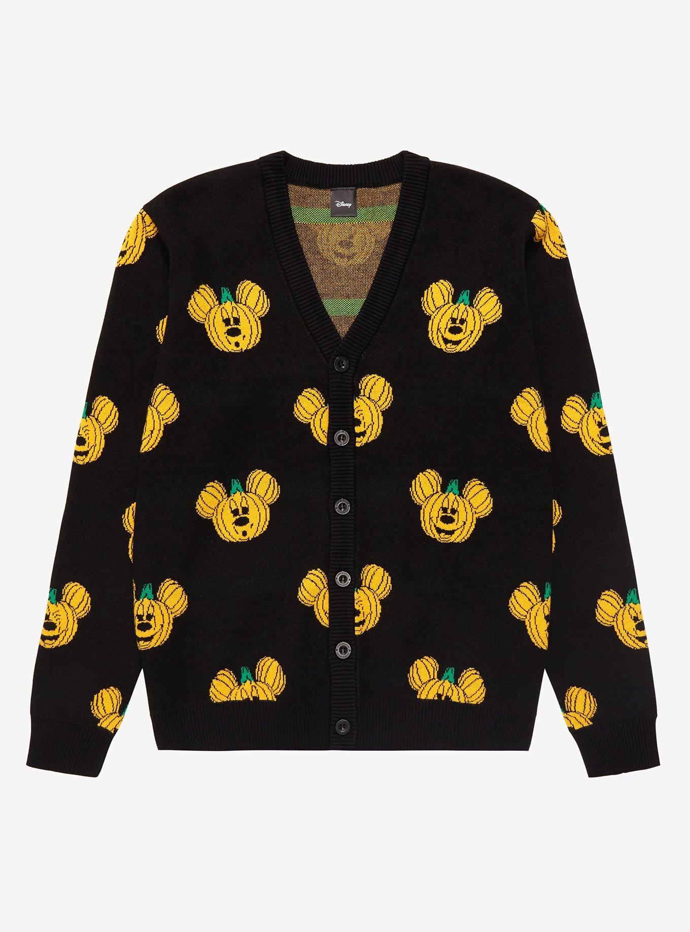 Cakeworthy Disney Mickey Mouse Jack-O&rsquo;Lantern Expressions Women&rsquo;s Cardigan - BoxLunch Exclusive, BLACK, hi-res