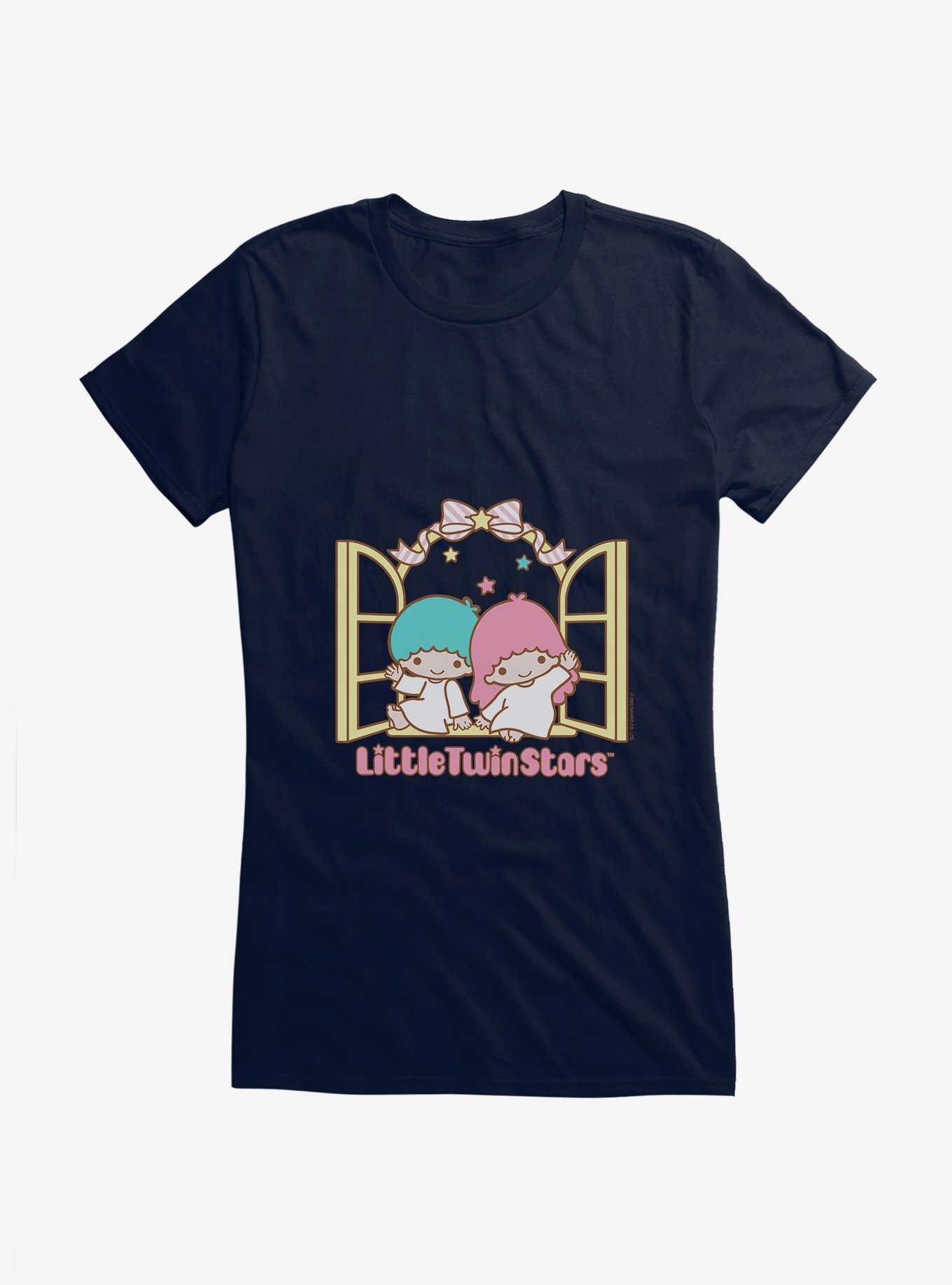 Little Twin Stars Waving Hello Girls T-Shirt, NAVY, hi-res
