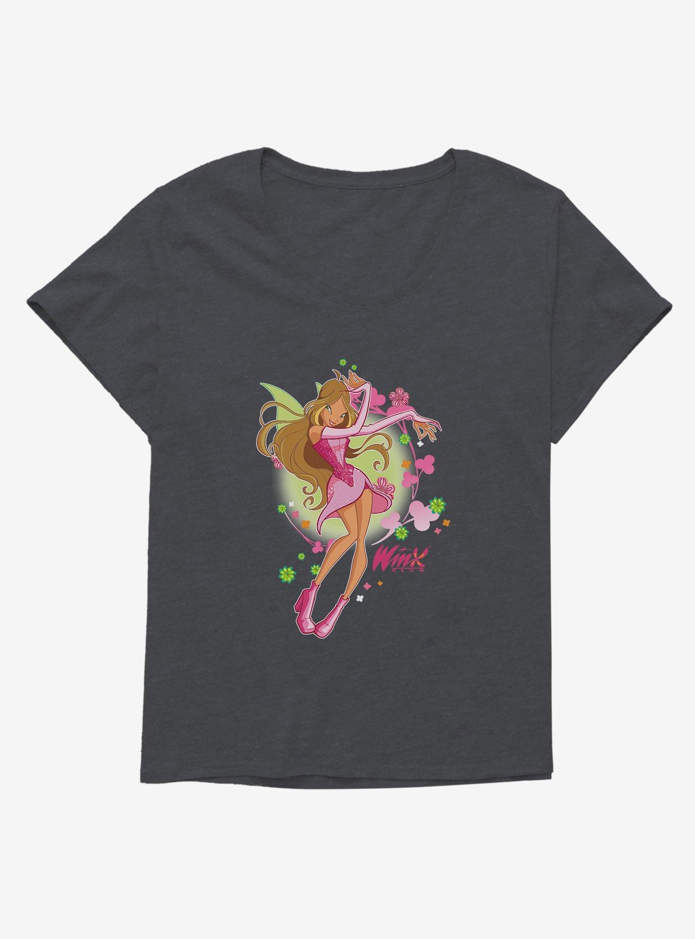 Winx Club Flora Nature Fairy Girls T-Shirt Plus Size, CHARCOAL HEATHER, hi-res