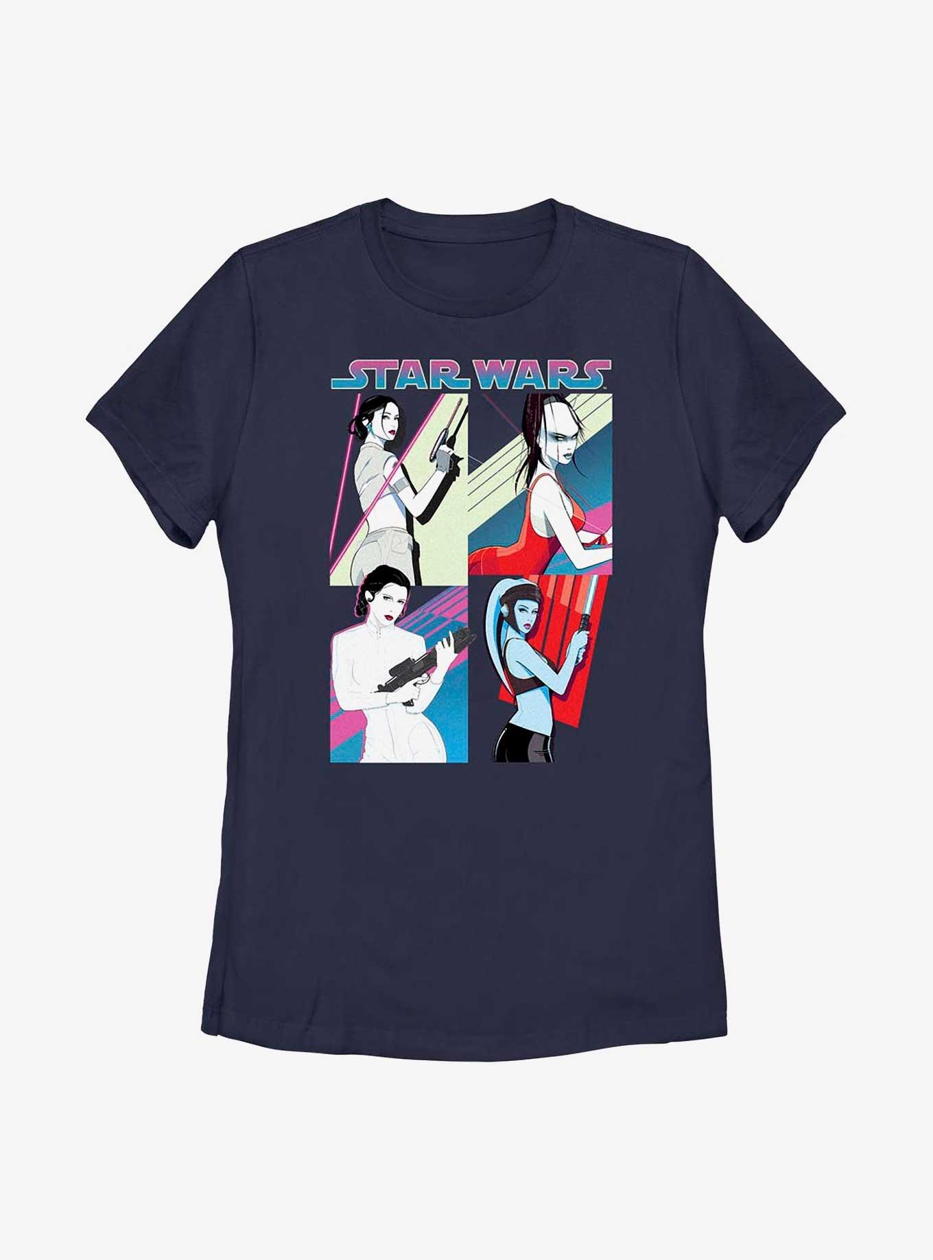 Star Wars Fiesty Fighting Females Womens T-Shirt, NAVY, hi-res