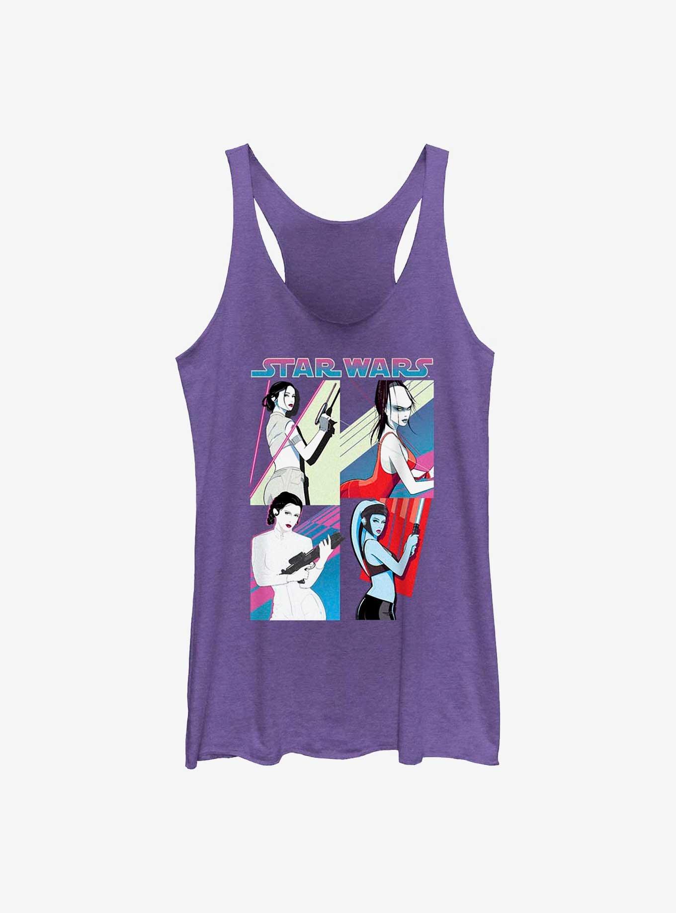 Star Wars Fiesty Fighting Females Womens Tank Top, PUR HTR, hi-res