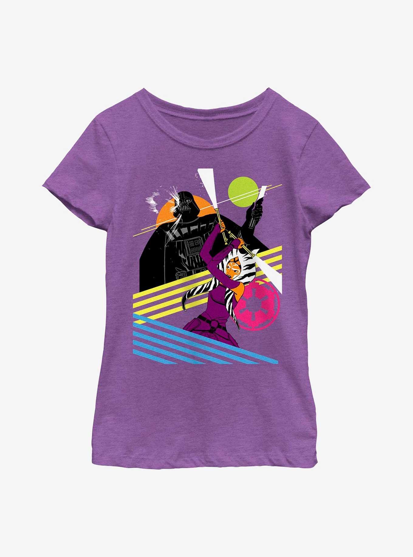 Star Wars Ahsoka And Vader Retro Youth Girls T-Shirt, PURPLE BERRY, hi-res