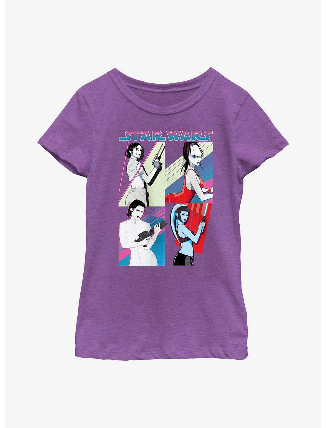 Star Wars Fiesty Fighting Females Youth Girls T-Shirt, PURPLE BERRY, hi-res