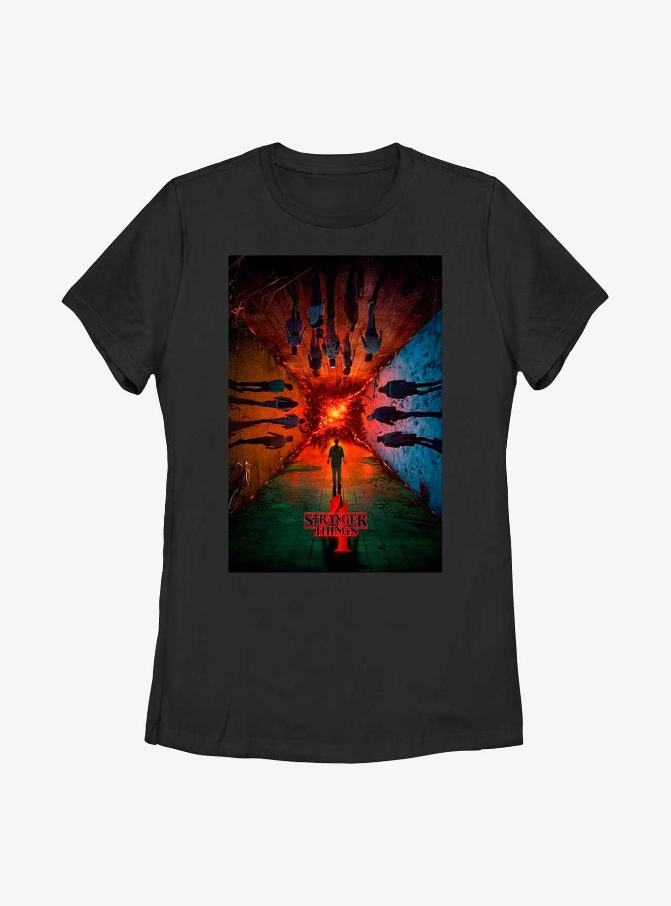 Stranger Things 4 Season Poster Womens T-Shirt, BLACK, hi-res